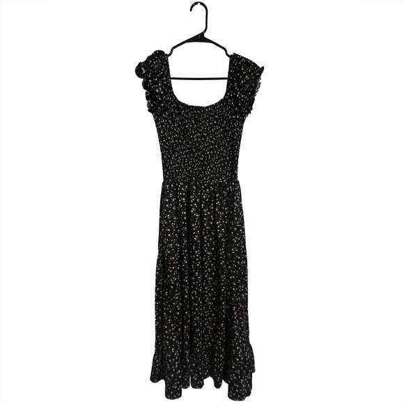 UO Tessie Smocked Puff Sleeve Floral Midi Dress - Picture 1 of 4